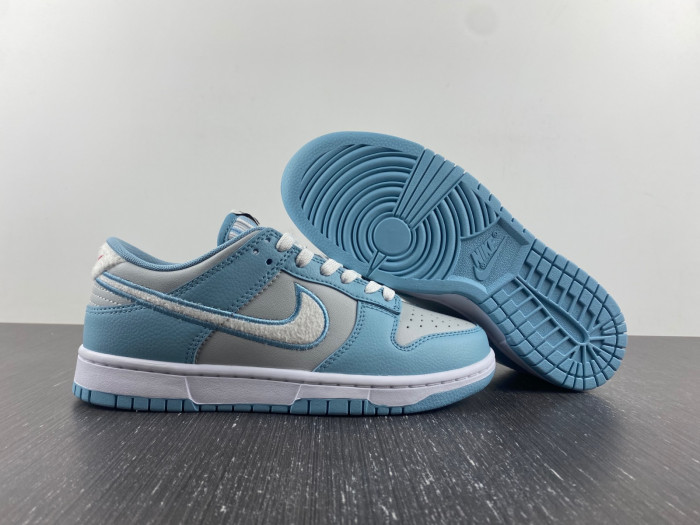 nike dunk low fleece s*h worn blue fb1871-011
