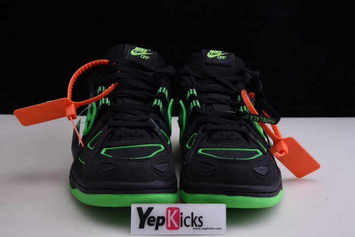 ow x nike air rubber dunk “green strike” cu6015-001