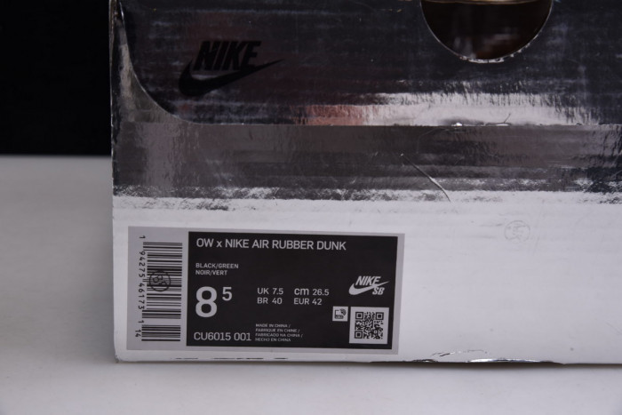 ow x nike air rubber dunk “green strike” cu6015-001