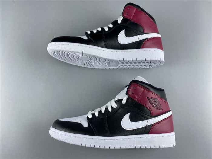 air jordan 1 mid black noble red bq6472-016