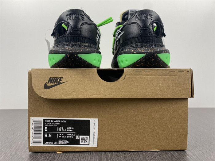 nike blazer low x ow "black / green" dh7863-001